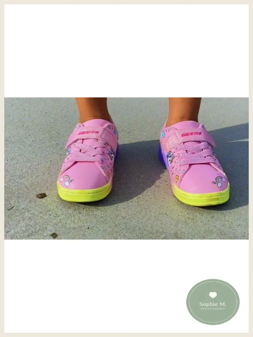Toddler Girl Lightweight Unicorn Sneakers Hook & Loop Closure Non-Tie Laces
